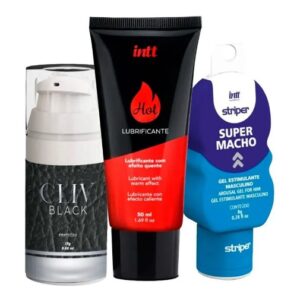 combo lubricante anal + gel calor y sabor + gel potenciador masculino