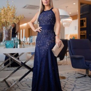 vestido largo azul marino p