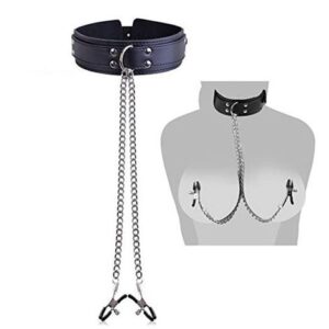 collar con cadena y pinzas para pezones